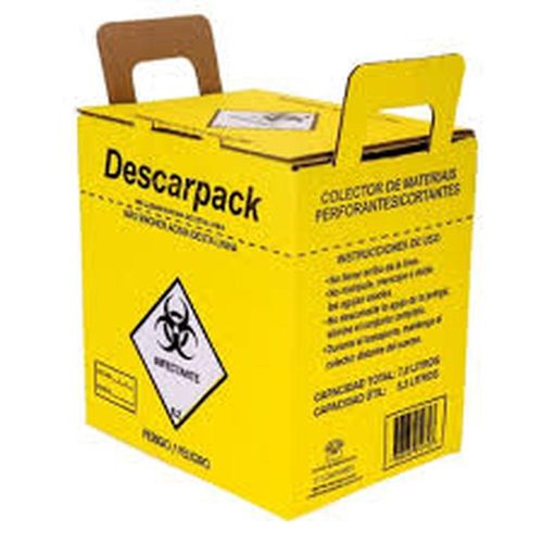 Coletor Perfuro Cortante 07L Amarelo Descarpack Caixa com 20 Unidades