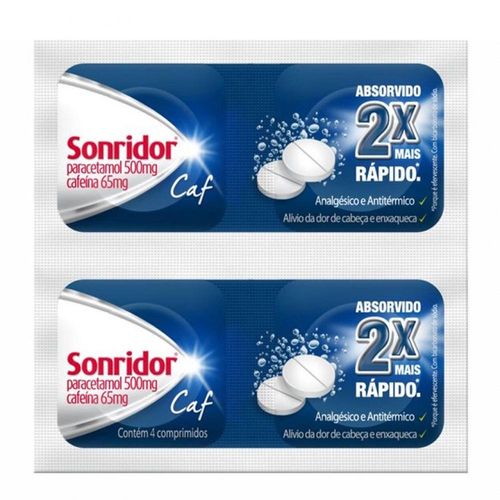 Sonridor Caf 500mg + 65mg com 15 Blísteres com 4 Comprimidos Efervescentes