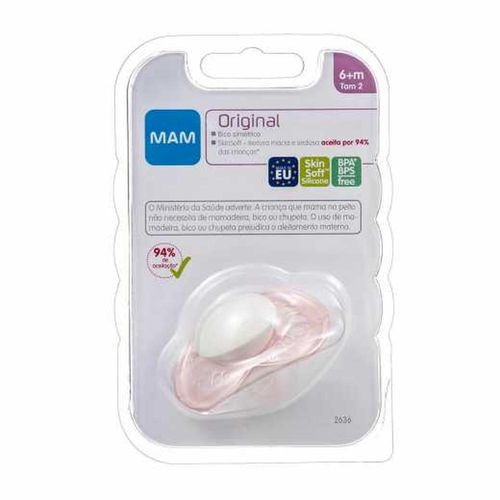 Chupeta MAM Original Tamanho 2 Rosa com 1 Unidade