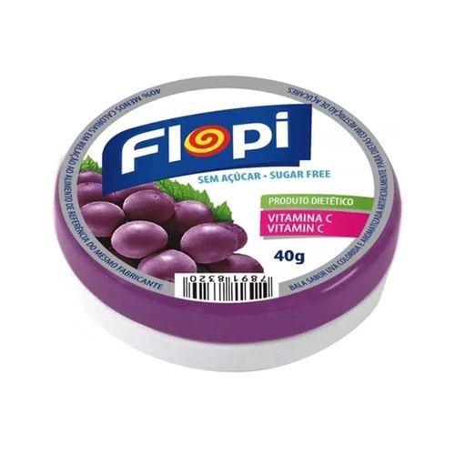 Balas Flopi Bala Lata Uva sem Açúcar 40g