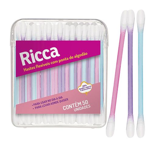 Hastes Flexíveis com Ponta de Algodão Color Ricca com 50 Unidades
