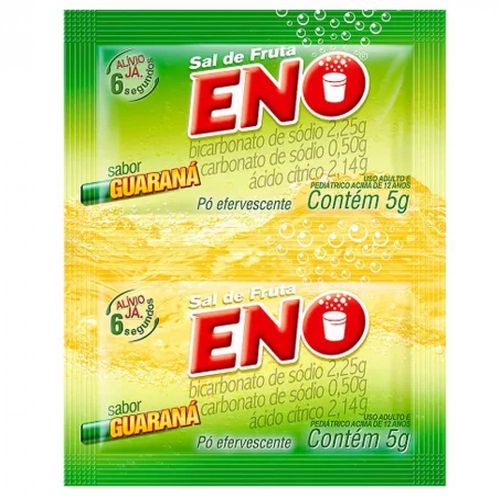 Sal de Frutas Eno Pó Efervescente de Uso Oral Sabor Guaraná com 30 Unidades com 2 Envelopes com 5g