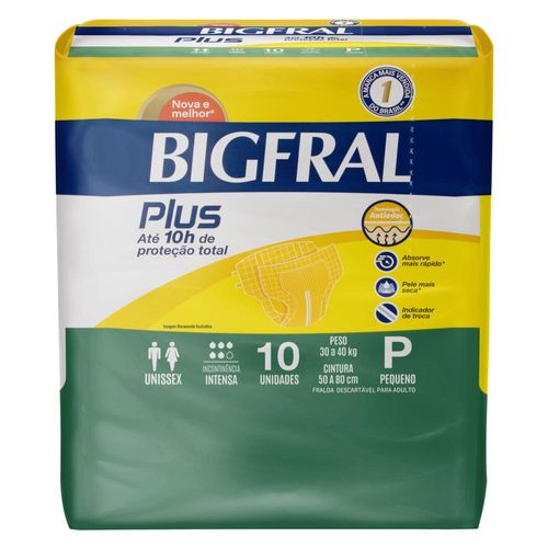 Fralda Geriátrica Bigfral Plus Tamanho P com 10 Unidades