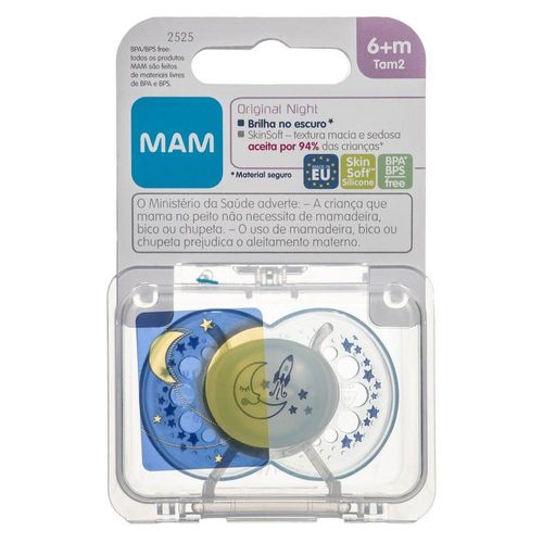 Chupeta Mam Original Night 6 Meses+ Azul com 1 Unidade