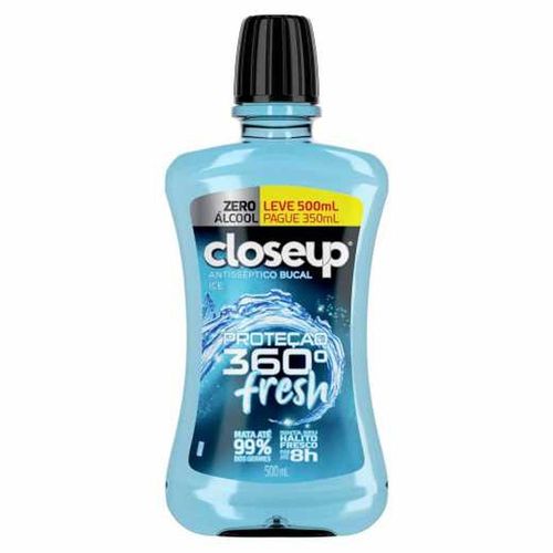 Enxaguante Bucal Closeup Ice Proteção 360° Fresh Pague 350ml e Leve 500ml