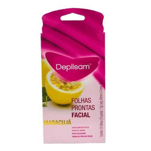 Folhas Depilatórias Prontas Depilsam Facial Maracujá com 20 Unidades
