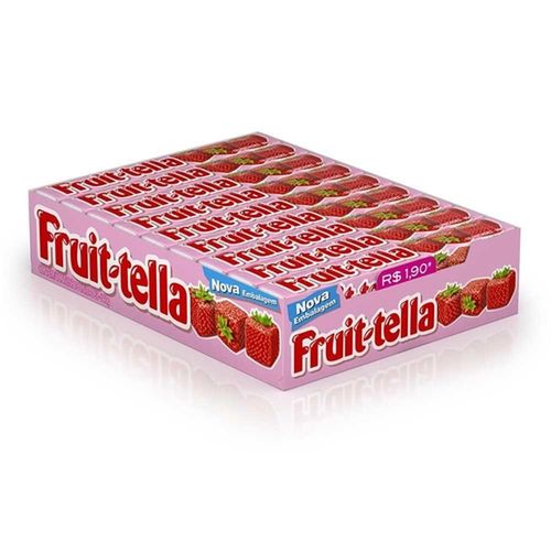 Balas Mastigável Morango Fruit-Tella com 16 Unidades com 40g