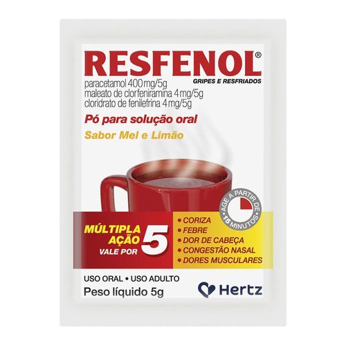 Resfenol 400mg/5g + 4mg/5g + 4mg/5g Pó para Solução de Uso Oral Sachê com 5g