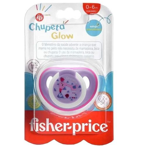 Chupeta Infantil Glow Fisher-Price Tamanho Nº 1 First Moments Cor Rosa com 1 Unidade