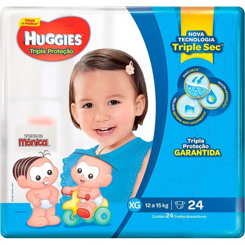 Fralda Huggies Tripla Proteção XG com 24 Unidades