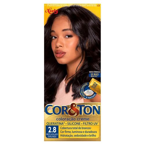 Tintura Capilar Cor&Ton Niely 2.8 Preto Azulado Espelhado com 1 Unidade