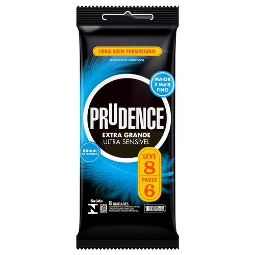 Preservativo Prudence Extra Grande Ultra Sensível com 8 Unidades