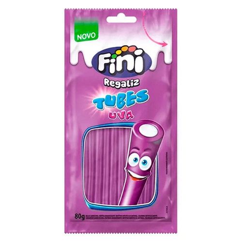 Balas de Gelatina Fini Tubes Uva 80g
