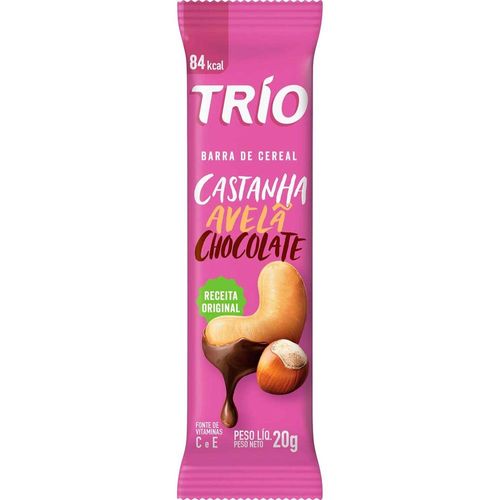 Barra de Cereais Trio Sabor Castanha Avelã Chocolate 20g