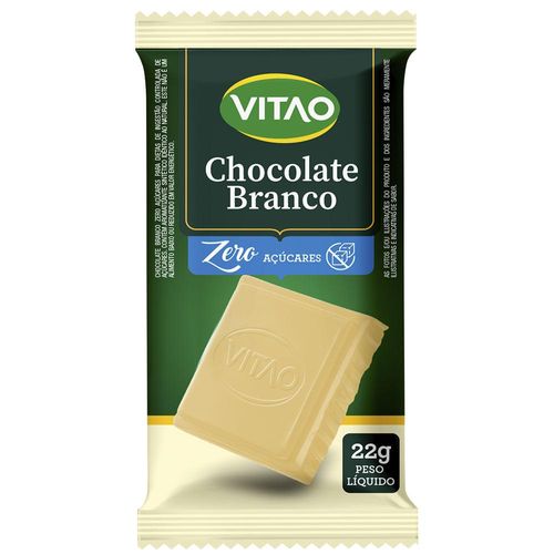 Barra de Chocolate Vitao Alimentos Branco Zero Açúcar 22g