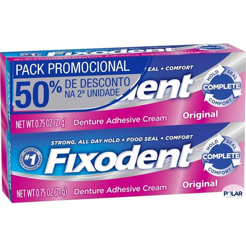 Adesivos para Dentaduras Fixodent Creme Original com 2 Unidades com 21g