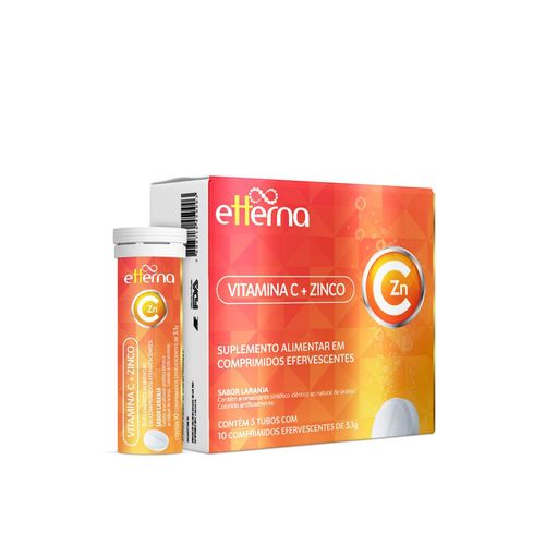 Vitamina C + Zinco Etterna com 3 Tubos com 10 Comprimidos Efervescentes