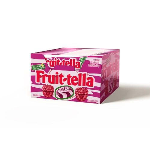 Display Balas Duras Fruit-Tella Sabor Swirl Framboesa com 15 Unidades com 41g