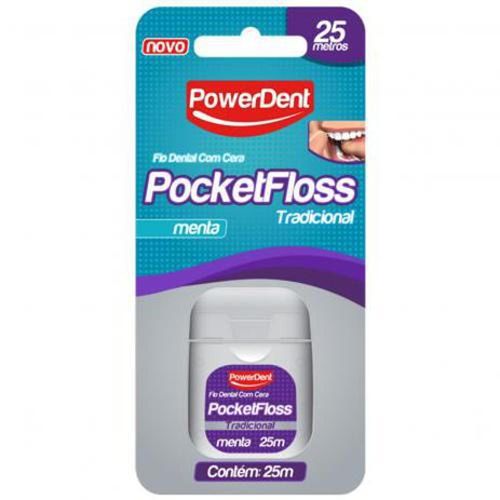 Powerdent Fio Dental Tradicional Menta Pocket Floss 25m com 1 Unidade