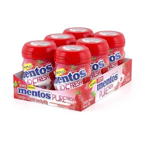 Display com Gomas Pure Fresh Sabor Morango Mentos com 6 Unidades com 56g