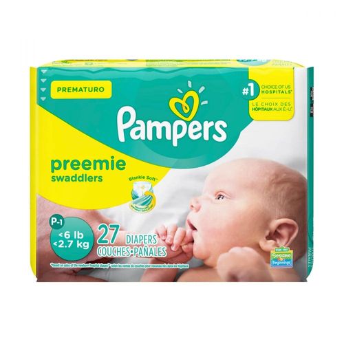 Fraldas Pampers Preemie Swaddlers Prematuro com 27 Unidades
