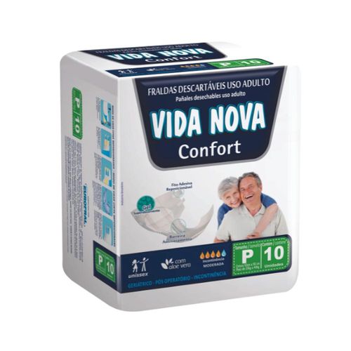 Vida Nova Fralda Geriátrica Confort Tamanho P com 10 Unidades