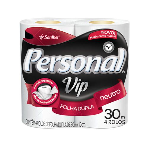 Papel Higiênico Personal Vip Folha Dupla com 4 Unidades