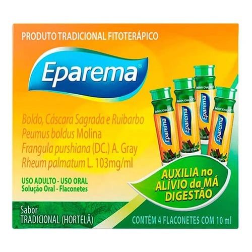 Eparema 0,08mg + 11,3mg + 0,03mg Solução de Uso Oral Hortelã com 4 Flaconetes com 10ml