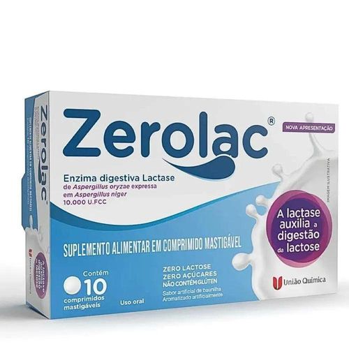 Zerolac 10.000FCC Enzima Lactase com 10 Cápsulas