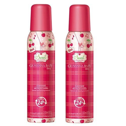 Kit Desodorante Aerosol Giovanna Baby Cherry com 2 Unidades com 150ml