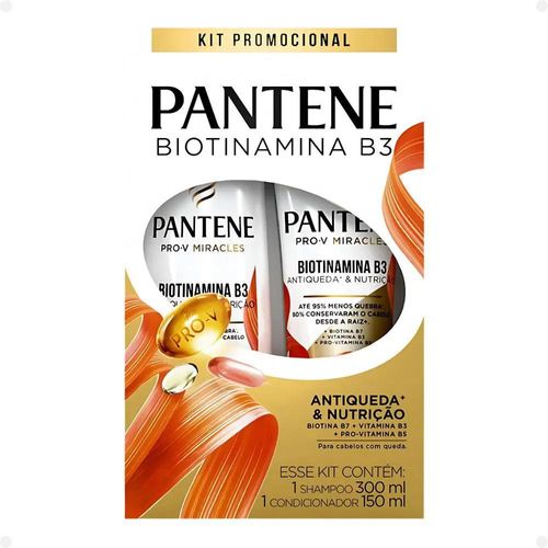 Kit Pantene Pro-V Biotinamina B3 Antiqueda e Nutrição com Shampoo 300ml + Condicionador 150ml