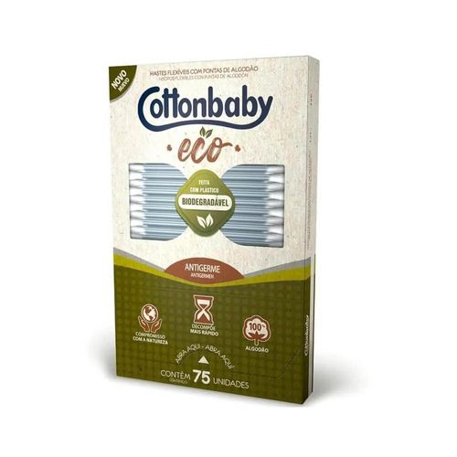 Hastes Flexíveis Cottonbaby Ecológica Caixa com 75 Unidades