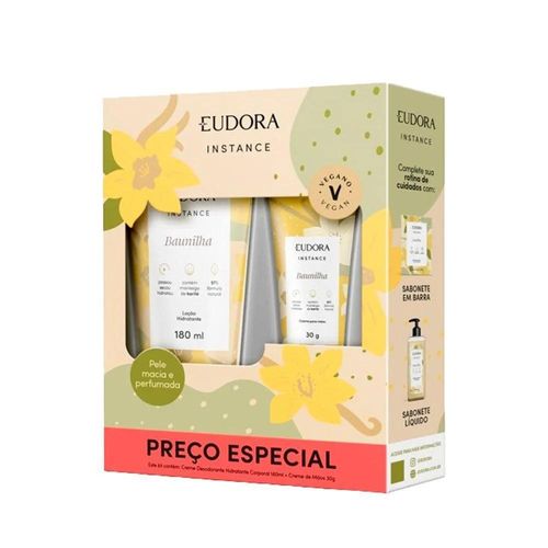 Kit Eudora Instance Baunilha Loção 180ml + 1 Creme para Mãos 30g