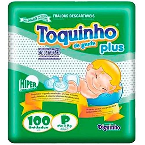 Fralda Descartável Infantil Toquinho de Gente Plus P com 100 Unidades