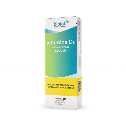 Vitamina D3 1000UI Biolab Sanus Sanus com 30 Cápsulas Gelatinosas Moles