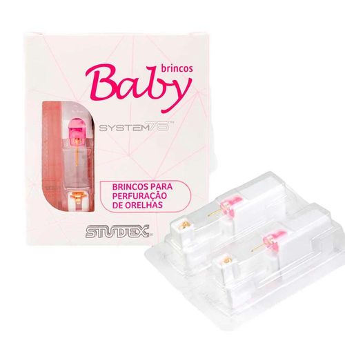Brinco Antialérgico Studex Baby Daisy Cristal Rosa Fúcsia com 1 Par