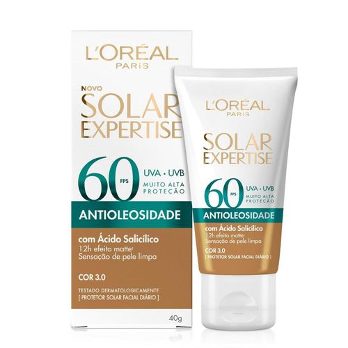 Protetor Solar Facial L'Oréal Paris Expertise Antioleosidade FPS 60 Cor 3.0 Clara 40g