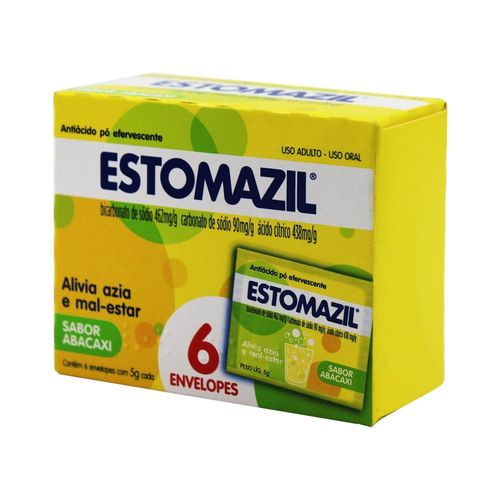 Estomazil 462mg/g + 90mg/g + 438mg/g Pó Efervescente Sabor Abacaxi com 6 Envelopes com 5g