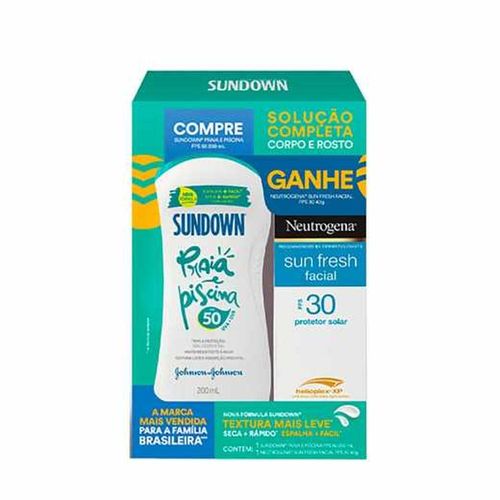 Kit Johnson & Johnson com 1 Protetor Solar Sundown FPS 50 200ml + Grátis 1 Protetor Facial Neutrogena Sun Fresh FPS 30 40g