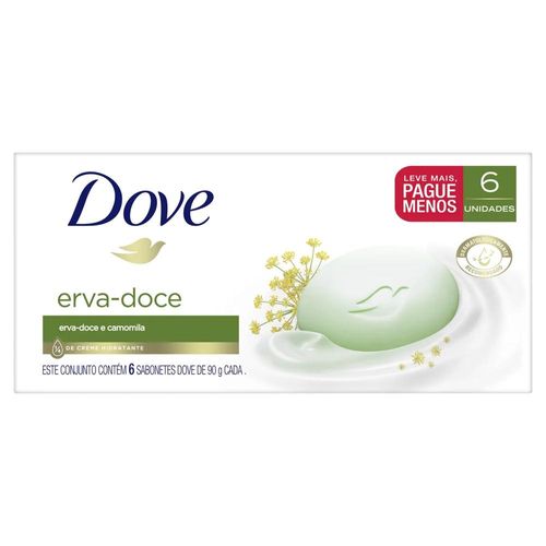 Sabonete em Barra Dove Erva-Doce e Camomila Leve Mais e Pague Menos com 6 Unidades com 90g