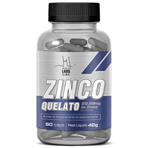 Zinco Quelato 29,59mg Health Labs com 60 Cápsulas