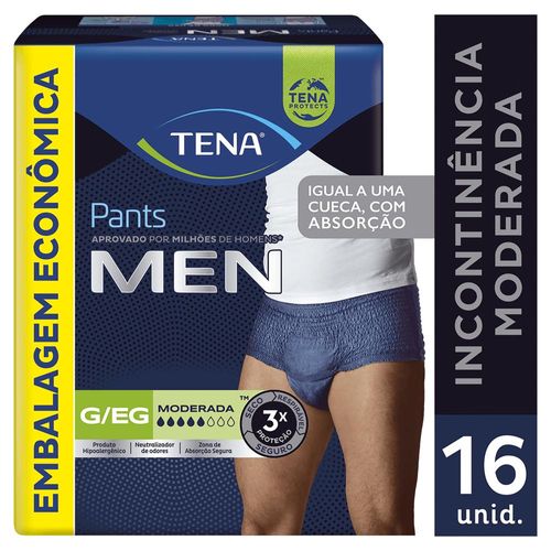 Roupa Íntima Descartável Tena Pants Men Tamanho G/EG Pacote com 16 Unidades