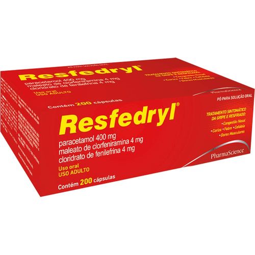 Resfedryl 400mg + 4mg + 4mg com 200 Comprimidos