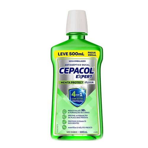 Enxaguante Bucal Cepacol Expert Menta Protect +Flúor 500ml