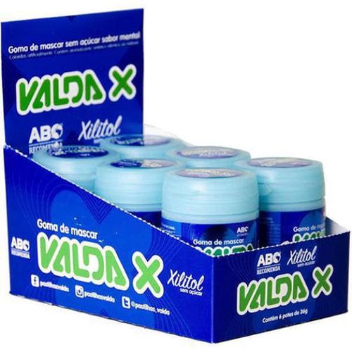 Display com Gomas de Mascar ValdaX Sabor Mentol Zero com 6 Unidades com 36g
