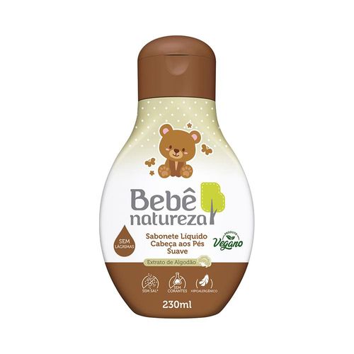 Sabonete Líquido Infantil Bebê Natureza Suave Cabeça aos Pés sem Sal 230ml