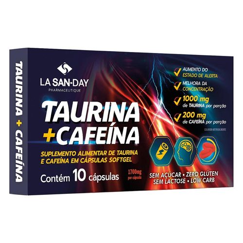 Taurina 1g + Cafeína 200mg La San-Day com 10 Cápsulas