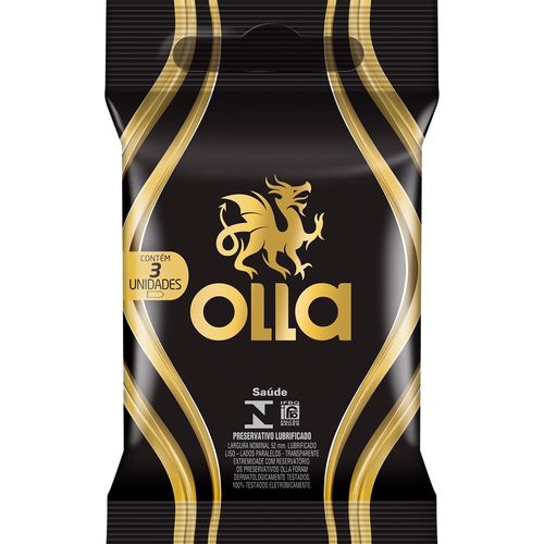 Preservativos Olla Lubrificado Tradicional com 3 Unidades