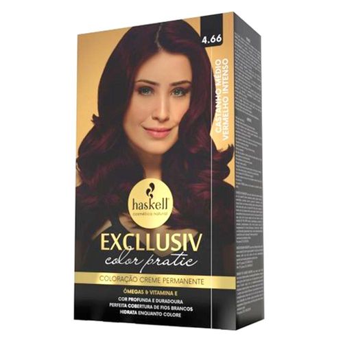 Kit Coloração Haskell Excllusiv Color Pratic Cor N° 4.66 Castanho com 1 Unidade