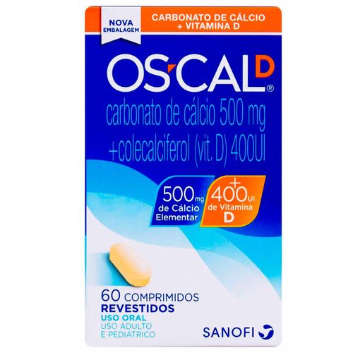 Os-Cal D 500mg + 400UI com 60 Comprimidos Revestidos